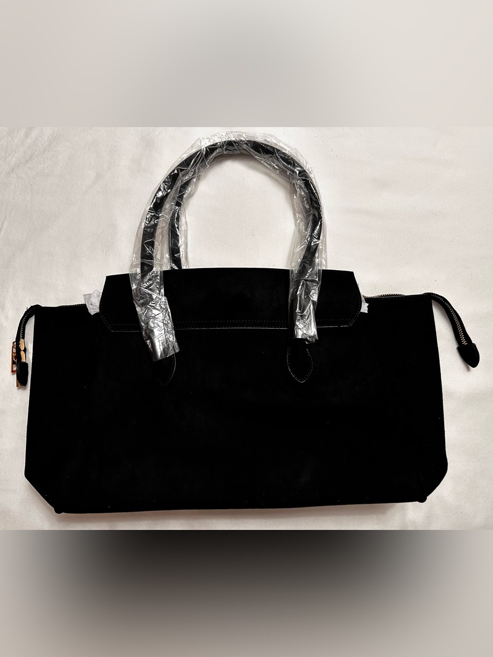 NWT - Anthropologie Suede Foldover Satchel in Classic Black - Picture 6 of 8
